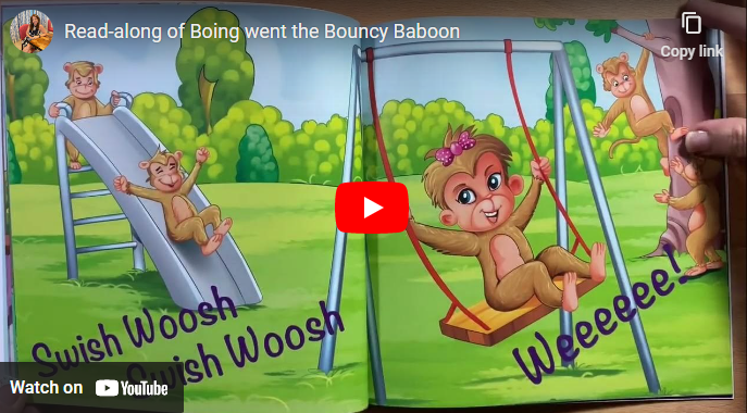 Boing went the Bouncy Baboon Read-Along Video (Click video below)